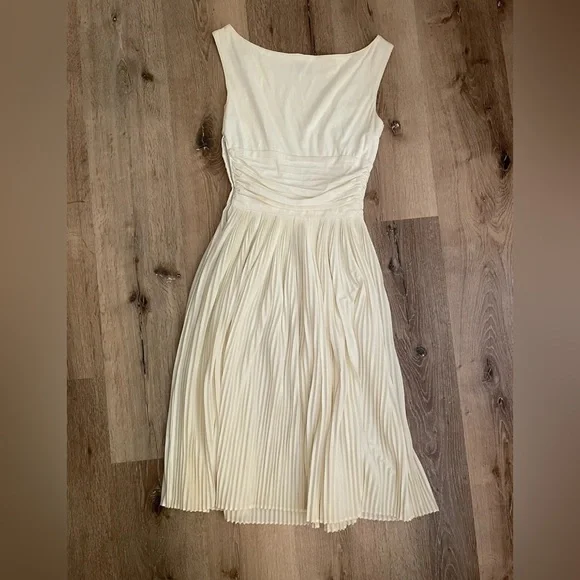 Vintage 50s Koret fit n flare midi dress accordion pleats XS VLV Marilyn Monroe - Picture 9 of 13